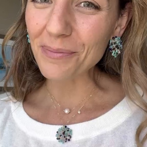 NEW Peacock Statement Earrings and Matching Two Necklace Set LPL Creations - Picture 2 of 10